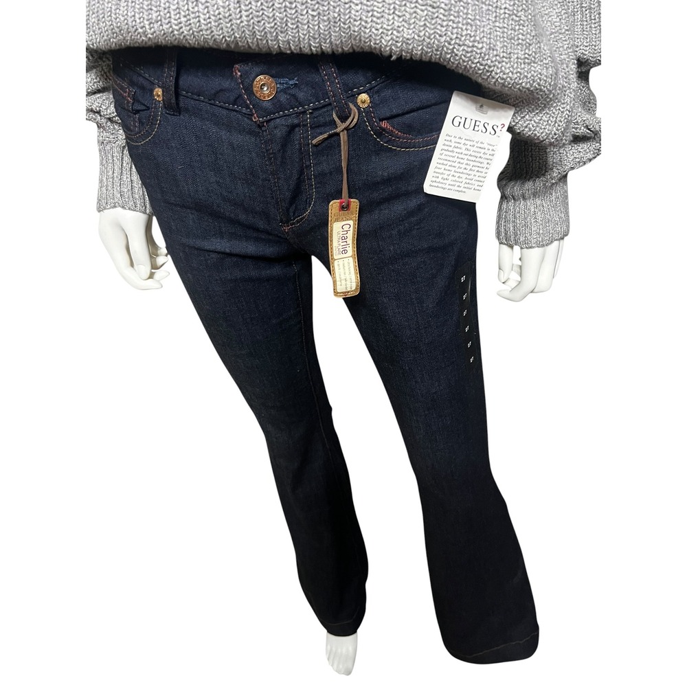 NWT GUESS Charlie Ultra Flare Jeans Womens 27 Dark Wash Stretch Medium Rise